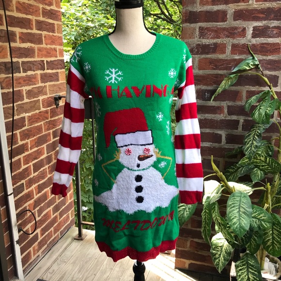 Allison Brittney Dresses & Skirts - Christmas Ugly Sweater Dress Green/ Red/ White  S